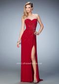 Picture of: Long Prom Dress with Side Slit and Modest Train in Red, Style: 22071, Detail Picture 1