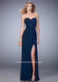 Picture of: Long Prom Dress with Side Slit and Modest Train in Blue, Style: 22071, Detail Picture 2