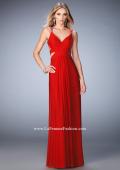 Picture of: Net Prom Gown with Cut Outs and Crystal Strappy Back in Red, Style: 22089, Back Picture