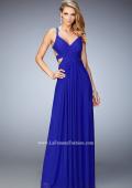 Picture of: Net Prom Gown with Cut Outs and Crystal Strappy Back in Blue, Style: 22089, Detail Picture 1