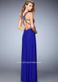 Picture of: Net Prom Gown with Cut Outs and Crystal Strappy Back in Blue, Style: 22089, Detail Picture 2