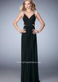 Picture of: Net Prom Gown with Cut Outs and Crystal Strappy Back in Black, Style: 22089, Detail Picture 3