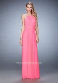 Picture of: Long Prom Dress with Gathered Bodice, Waist, and Skirt in Pink, Style: 22107, Detail Picture 1