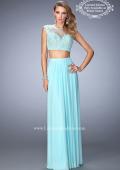Picture of: Two Piece Jersey Gown with Sheer Back and Appliques in Blue, Style: 22110, Main Picture