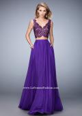 Picture of: Chiffon Two Piece Gown with Lace Top and Scallop Edges in Purple, Style: 22128, Detail Picture 1