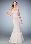 Picture of: Satin Mermaid Prom Dress with Crystals and Strappy Back in Nude, Style: 22135, Back Picture