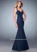 Picture of: Satin Mermaid Prom Dress with Crystals and Strappy Back in Blue, Style: 22135, Detail Picture 2