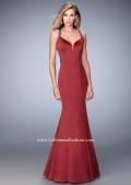 Picture of: Satin Mermaid Prom Dress with Crystals and Strappy Back in Red, Style: 22135, Detail Picture 3