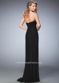 Picture of: Net Prom Gown with Embellishments and Side Leg Slit in Black, Style: 22136, Back Picture