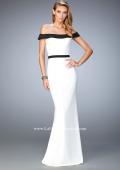 Picture of: Long Off the Shoulder Jersey Prom Dress in White, Style: 22138, Main Picture
