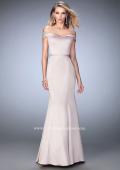 Picture of: Stretch Satin Jersey Dress with Off the Shoulder Straps in Nude, Style: 22149, Detail Picture 2