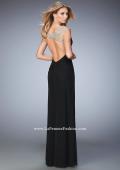Picture of: Long Prom Dress with Panel Detail and a Side Leg Slit in Black, Style: 22158, Back Picture