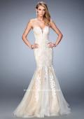 Picture of: Sweetheart Neckline Gown with Rhinestone Lace Detail in White, Style: 22167, Main Picture