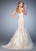 Picture of: Sweetheart Neckline Gown with Rhinestone Lace Detail in White, Style: 22167, Back Picture
