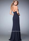 Picture of: Fit and Flare Prom Dress with Scalloped Halter Neckline in Blue, Style: 22175, Back Picture