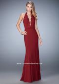 Picture of: Fit and Flare Prom Dress with Scalloped Halter Neckline in Red, Style: 22175, Detail Picture 1
