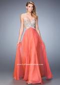 Picture of: Sweetheart Chiffon Gown with Cut Outs and Crystals in Orange, Style: 22179, Main Picture