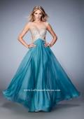 Picture of: Sweetheart Chiffon Gown with Cut Outs and Crystals in Blue, Style: 22179, Detail Picture 1