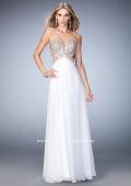 Picture of: Sweetheart Chiffon Gown with Cut Outs and Crystals in White, Style: 22179, Detail Picture 3