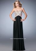 Picture of: Sweetheart Chiffon Gown with Cut Outs and Crystals in Black, Style: 22179, Detail Picture 4