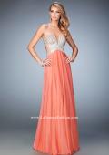 Picture of: Sweetheart Chiffon Gown with Cut Outs and Crystals in Orange, Style: 22179, Detail Picture 5