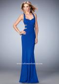 Picture of: Jersey Prom Dress with Cut Outs and Open Strappy Back in Blue, Style: 22181, Main Picture