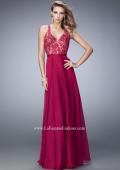 Picture of: Racer Back Chiffon Prom Dress with Rhinestone Lace Detail in Pink, Style: 22186, Main Picture