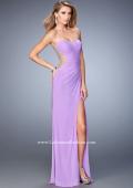 Picture of: Long Prom Dress with Ruching, Slit, and a Slight Train in Purple, Style: 22190, Main Picture