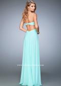 Picture of: Glam Prom Dress with Cut Outs and Crystal Gem Design in Blue, Style: 22196, Back Picture