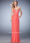 Picture of: Glam Prom Dress with Cut Outs and Crystal Gem Design in Orange, Style: 22196, Detail Picture 1