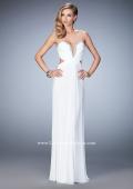 Picture of: Glam Prom Dress with Cut Outs and Crystal Gem Design in White, Style: 22196, Detail Picture 3