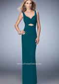 Picture of: Net Prom Gown with Cut Outs, Gathering, and a Train in Green, Style: 22200, Detail Picture 2