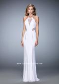 Picture of: Long Prom Dress with Sheer Panel Detail and Crystal Beads in White, Style: 22202, Detail Picture 2