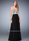 Picture of: Elegant Chiffon Prom Dress with White Lace Bodice in Black, Style: 22204, Main Picture