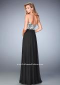 Picture of: Elegant Chiffon Prom Dress with White Lace Bodice in Black, Style: 22204, Back Picture