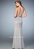 Picture of: Two Piece Long Prom Dress with Sheer Back and Stones in Silver, Style: 22207, Back Picture