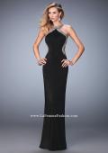 Picture of: Glam Jersey Gown with Plunging Open Back and Stones in Black, Style: 22225, Detail Picture 1