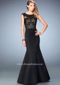 Picture of: Mermaid Satin Prom Gown with Illusion Neckline in Black, Style: 22231, Main Picture