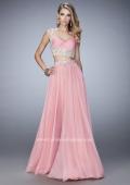 Picture of: Two Piece Chiffon Gown with Rhinestone Lace Detail in Pink, Style: 22234, Main Picture