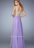 Picture of: Two Piece Chiffon Gown with Rhinestone Lace Detail in Purple, Style: 22234, Back Picture