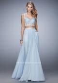 Picture of: Two Piece Chiffon Gown with Rhinestone Lace Detail in Blue, Style: 22234, Detail Picture 2