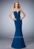 Picture of: Long Jersey Mermaid Gown with Sheer Straps and Stones in Blue, Style: 22237, Main Picture
