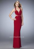 Picture of: V Neckline Long Prom Dress with Side Cut Outs in Red, Style: 22240, Detail Picture 1