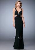 Picture of: V Neckline Long Prom Dress with Side Cut Outs in Black, Style: 22240, Detail Picture 2