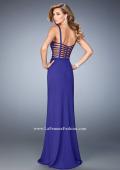 Picture of: Long Strappy Jersey Gown with Side Leg Slit in Blue, Style: 22245, Back Picture