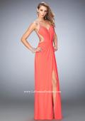 Picture of: Crystal Embellished Long Prom Gown with Gathers in Orange, Style: 22248, Main Picture
