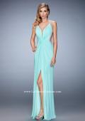 Picture of: Crystal Embellished Long Prom Gown with Gathers in Blue, Style: 22248, Detail Picture 2