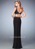 Picture of: V Neckline Two Piece Jersey Dress with Studs and Slit in Black, Style: 22249, Back Picture