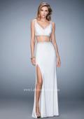 Picture of: V Neckline Two Piece Jersey Dress with Studs and Slit in White, Style: 22249, Detail Picture 1