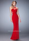 Picture of: Long Racer Back Prom Dress with Illusion Neckline in Red, Style: 22265, Main Picture